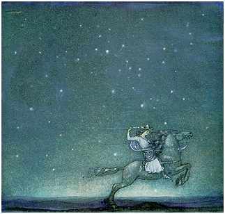 John Bauer - horseman at dawn
