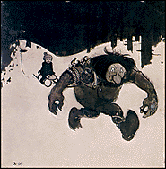 John Bauer - troll w/boy on sled