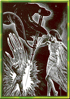 Virgil Finlay - hand with needle