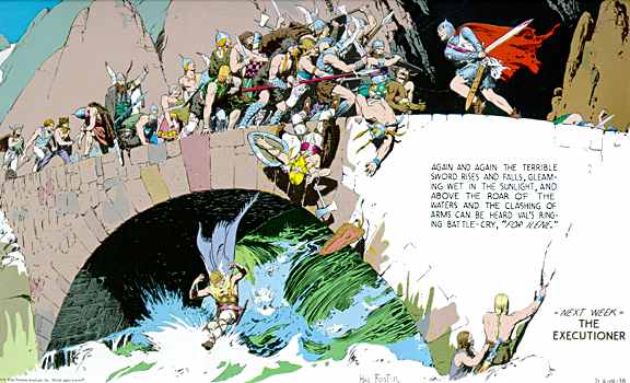Hal Foster - Prince Valiant and the singing sword on the bridge
