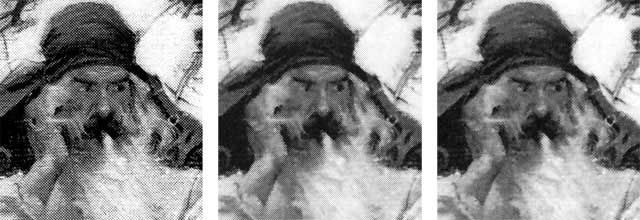 Reproduction screens. halftone source, new halftone reproduction, new stochastic reproduction
